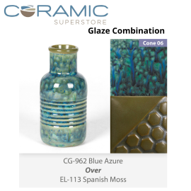 Blue Azure - CG962 over Spanish Moss EL113 Glaze Combination Blue Azure - CG962 over Spanish Moss EL113 Glaze Combination